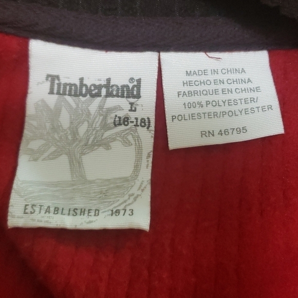 𝅺TIMBERLAND Fleece Full Zip Logo Fall Outdoor Preppy Sweater - Boy's - Picture 4 of 6